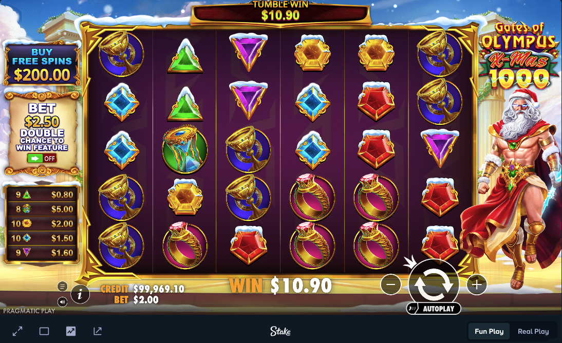Gates of Olympus Xmas 1000 on Stake
